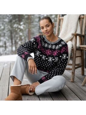 J.Crew snowflake pullover chunky Wool knit sweater Size XXSmall Runs big